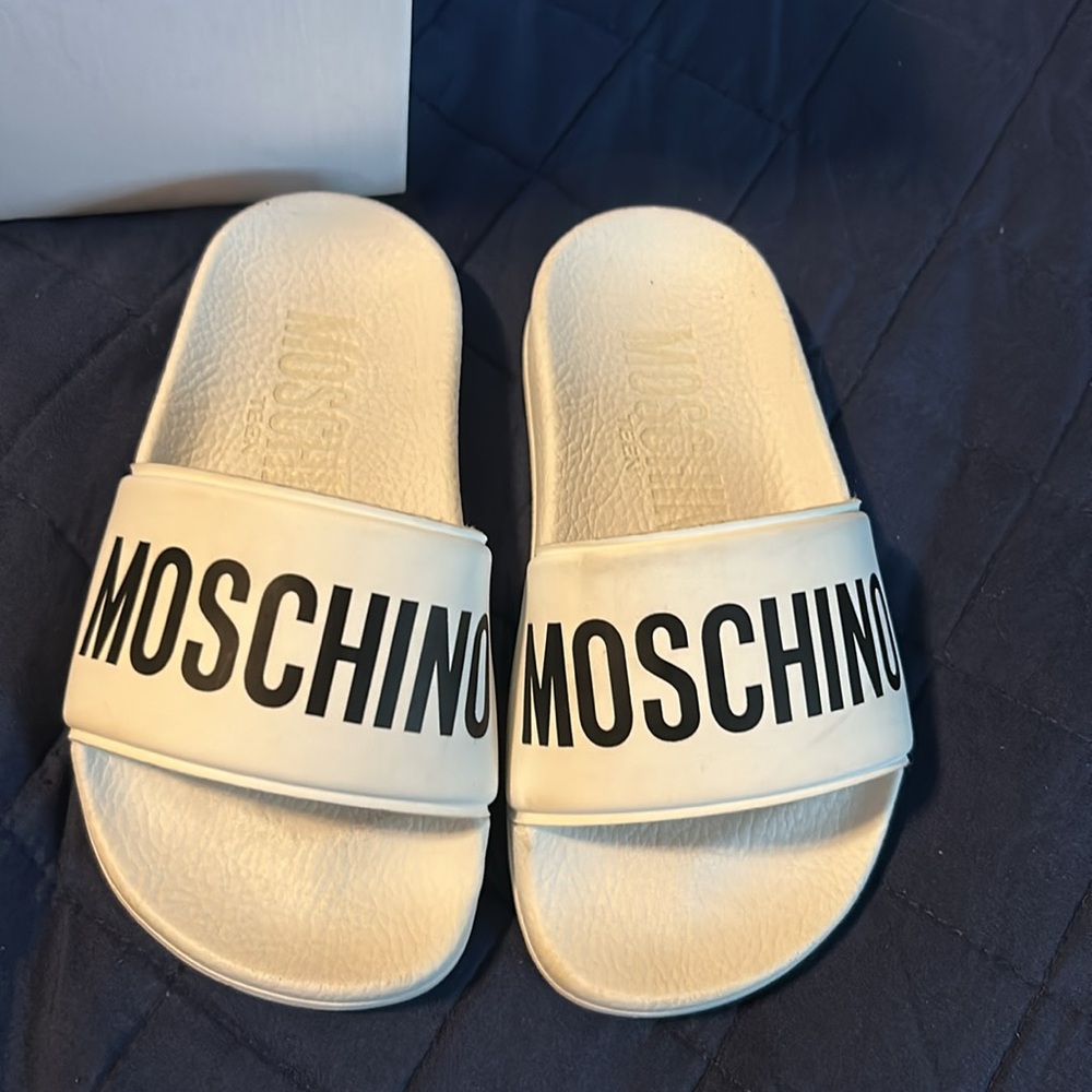 Moschino White Slide Sandals - Picture 2 of 6